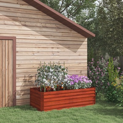 Large Dark Brown Galvanized Steel Outdoor Raised Garden Bed