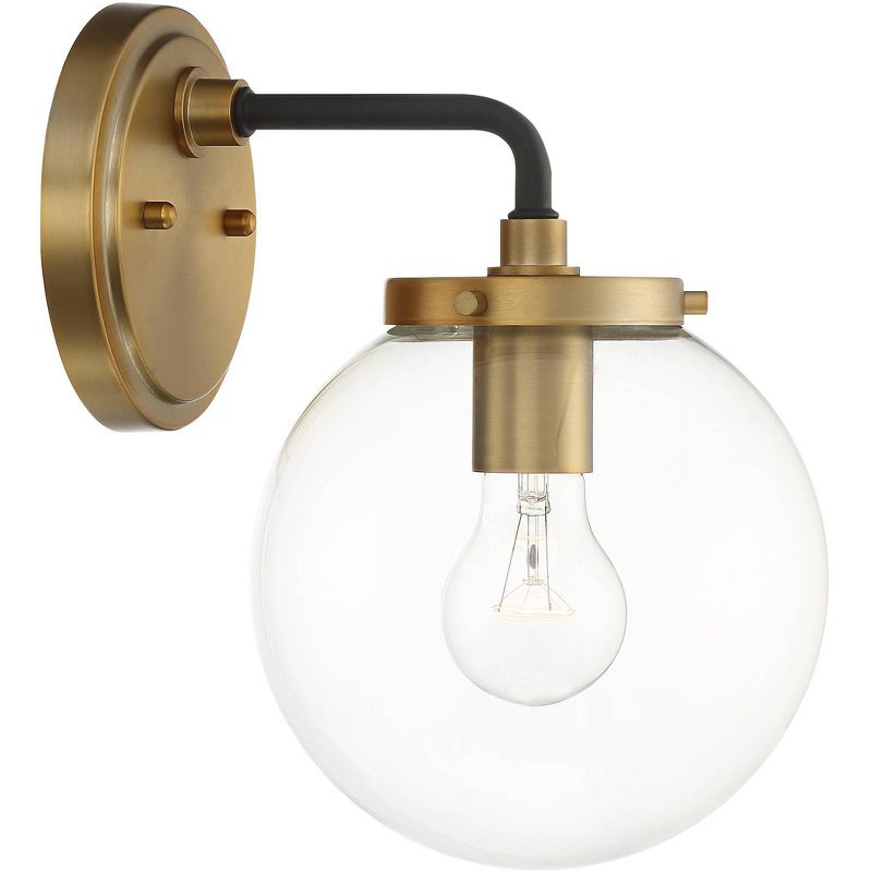 Possini Euro Design Fairling Modern Wall Light Sconce Gold Hardwire 7 1/2" Fixture Clear Glass Globe Shade for Bedroom Bathroom Vanity Reading Hallway, 6 of 8