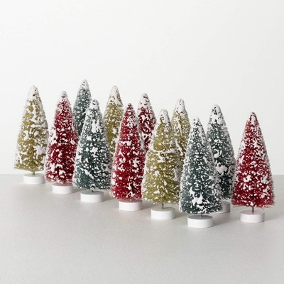 5.25"H Sullivans Christmas Boxed Bottlebrush Tree Set of 12  Multicolor