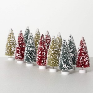 5.25"H Sullivans Christmas Boxed Bottlebrush Tree Set of 12  Multicolor - 1 of 4