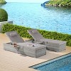 PAGED Outdoor Lounge Chairs Set of 2 with Cushion,Rattan Outdoor Chaise Lounge with Adjustable Backrest for Patio,Beach,Yard - 2 of 4