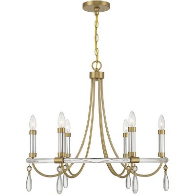 Savoy House Mayfair 6 - Light Chandelier in  Warm Brass/Chrome