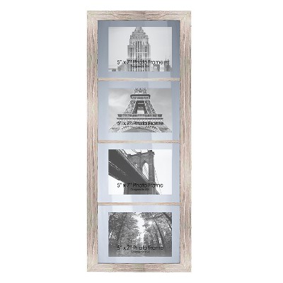 37" x 15" Bridge II Multiple picture frame Stainless Silver - PTM Images