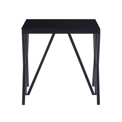 Magenta 22" Black Metal and Glass Square End Table