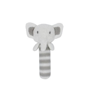 Living Textiles Baby Cotton Knitted Rattle - Eli Elephant - 1 of 3