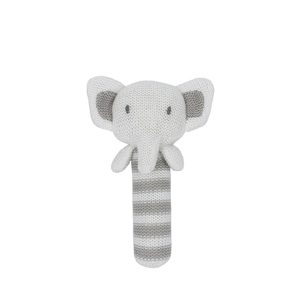 Photos - Rattle / Teether Living Textiles Baby Cotton Knitted Rattle - Eli Elephant