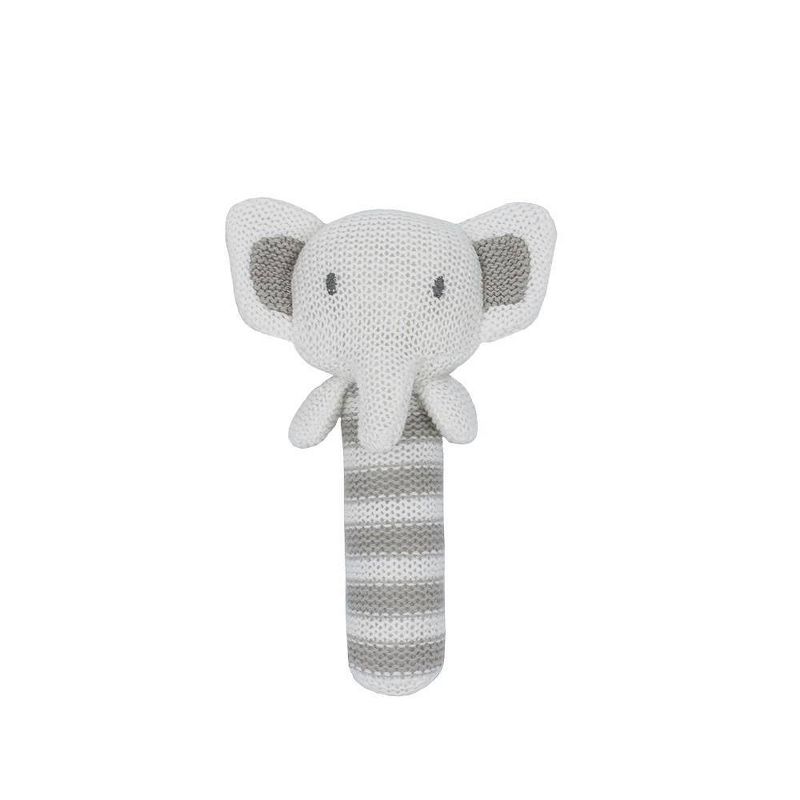 Living Textiles Baby Cotton Knitted Rattle - Eli Elephant, 1 of 4