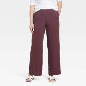 Women's Mid-Rise Wide Leg Linen Pull-On Pants - A New Day™ - 1 of 3