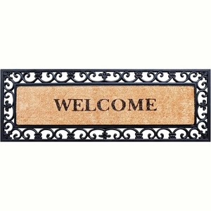 A1HC Natural Coir and Rubber Large Door Mat 18"x48", Black, Thick Durable Doormats for Entrance - 1 of 4