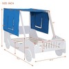 Full/Twin Size Car-Shaped Bed Wood Bed Frame with Tents, Ceiling Cloth and Wheels, 400LBS Weight Capacity for Kids Boys Girls Teens Bedroom - 4 of 4