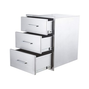 Stainless Steel Outdoor Kitchen Drawer, Flush Mount Design BBQ Drawer, BBQ Island Drawers with Handle, No Installation Required - 1 of 4