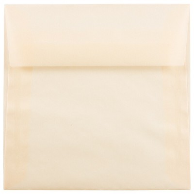 JAM Paper 5.5x5.5 Square Translucent Vellum Invitation Envelopes Ivory 1591909