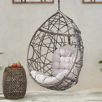 VisioGear Egg Chairs, Patio Egg Chair, Outdoor Garden Egg Swing Chair Hanging Chair for Bedroom Living Room, Grey, 28.5"*36.5"*52"