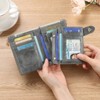 Clotth Small Wallets for Women - RFID Blocking Leather Bifold Double Zipper Wallet,Card Case Purse with 2 ID Windows - 2 of 4