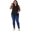 Agnes Orinda Women's Plus Size Chiffon Pleated V Neck Sleeveless Summer Work Office Tank Tops - 3 of 4