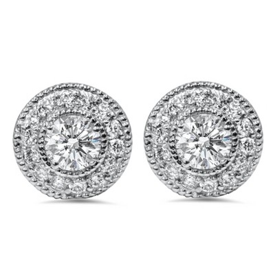 Pompeii3 1 1/2ct Diamond Studs & Removable Earring Jackets 14K White Gold