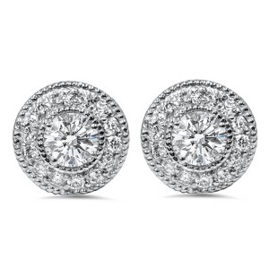 Pompeii3 1 1/2ct Diamond Studs & Removable Earring Jackets 14K White Gold - 1 of 3