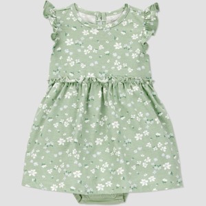 Carter's Just One You® Baby Girls' Floral Dress - Green/White - 1 of 3