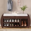 Whisen Retro Multifunctional Storage Bench with Cushion and Curved Side Panel for Entrance and Living Room - image 3 of 4