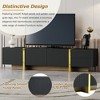 Luxury Fluted TV Stand for TVs Up to 80, Modern Entertainment Center with Cabinets Drawers and Golden Wood Grain Legs - 4 of 4