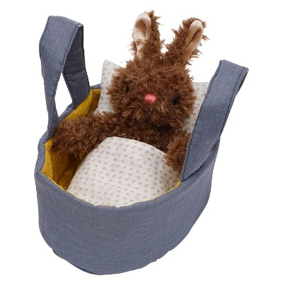 Manhattan Toy Moppettes Beau Bunny Stuffed Animal in Basket With