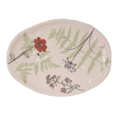 Transpac Dolomite 11 in. Multicolor Spring Floral Garden Print Platter