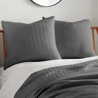 Charcoal Cotton Waffle Euro Sham Set of 2