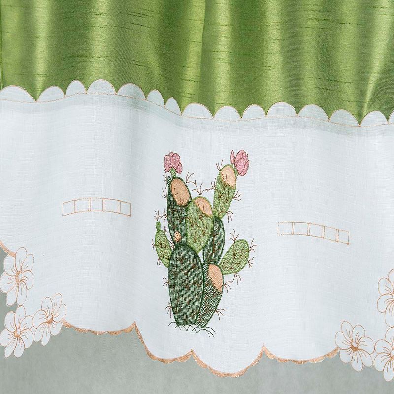 RT Designer's Collection 3 Piece Set Adds Charm Any Kitchen Decor Monarch Cactus Kitchen Curtain 52" x 18" Sage, 5 of 8