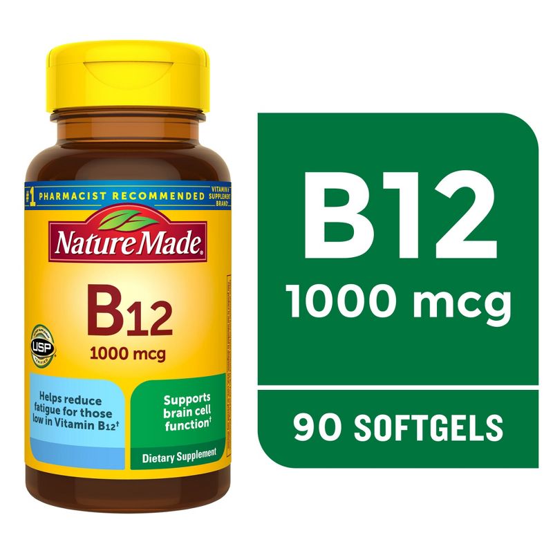 Nature Made Vitamin B12 1000mcg Convert Food into Cellular Energy Support Nervous System Softgels - Non Vegetarian, 3 of 10