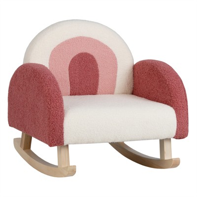 Infans Kids Rocking Chair Children Armchair Velvet Upholstered Sofa w/ Solid Wood Legs