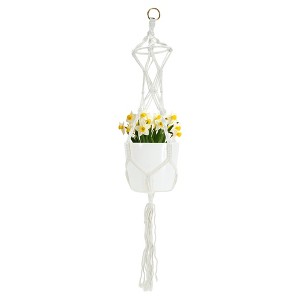 Unique Bargains Macrame Plant Hanger Woven Cotton Indoor Outdoor Decorative - 1 of 4