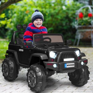 Infans 12V Kids Ride On Truck RC Car Spring Suspension w/ LED Light Music Trunk Black - 1 of 4