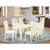 HomeStock 7-Piece Rectangle Buttermilk & Cherry Finish Solid Wood Top Dining Table with 6-Chairs with Butterfly Leaf - 2 of 4