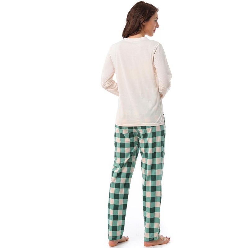 cheibear Womens Sleepwear Plaid Long Sleeve Shirt and Pants Soft Loungewear Set, 4 of 6