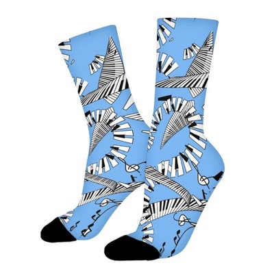 Piano Keyboard Women Printed Crew Socks Funny Funky Socks Soft Polyester Novelty Gifts for Artists Men