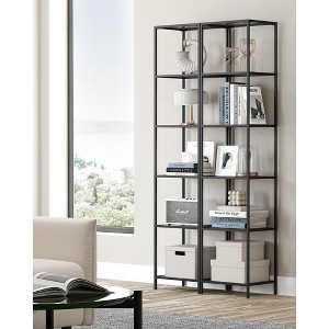 Bookcase, 6-Tier Bookshelf, Slim Shelving Unit for Bedroom, Bathroom, Home Office, Tempered Glass - 1 of 4