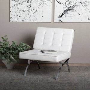 Studio Designs Home Newel Modern Accent Chair Blended Leather and Chrome Metal Frame - 1 of 4