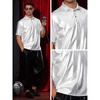 Lars Amadeus Men's Shiny Collar Neck Short Sleeves Sparkle Club Party Polo T-Shirts - 4 of 4