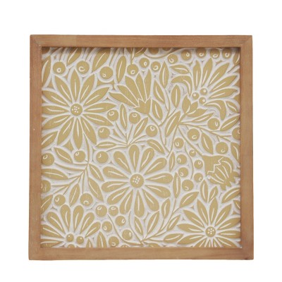 VIP Wood 13.5 in. Yellow Floral Wall Frame