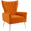 TOAOTBNBO Velvet Tufted Modern Armchair with Wooden Legs, Office Armchair with Ottoman, Comfy Upholstered Wingback Arm Chair - 2 of 4