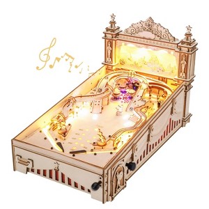 ROBOTIME 3D Wooden Puzzle Pinball Machine Model,Diy Retro Games Marble Run, Beige, 18.7"*10.8"*18.7" - 1 of 4