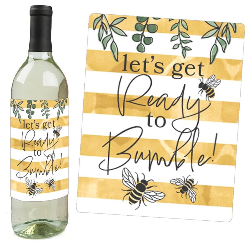 Big Dot of Happiness Little Bumblebee - Bee Baby Shower or Birthday Party Decorations for Women and Men - Wine Bottle Label Stickers - Set of 4, 2 of 9