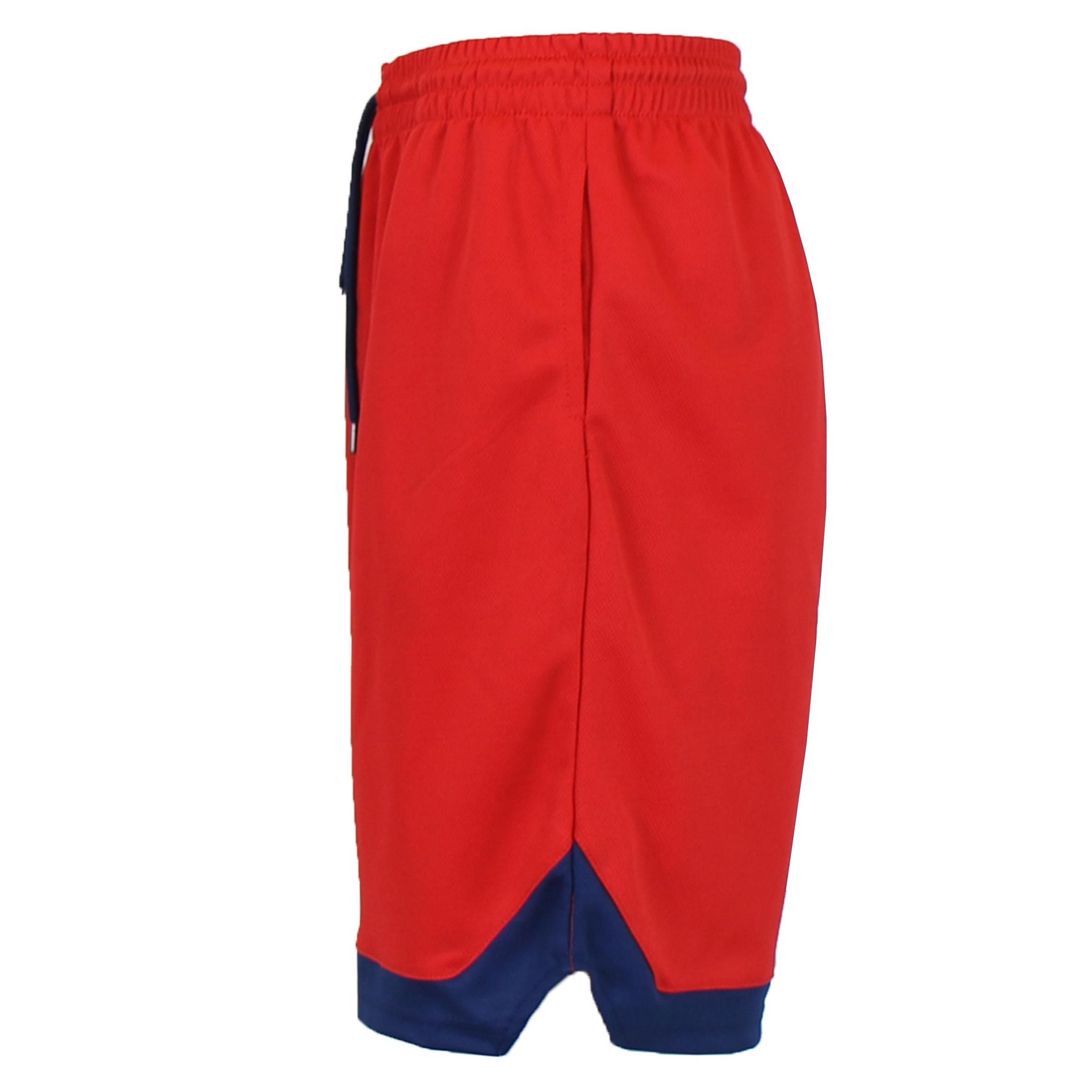 Jump Start Men's Premium Active Moisture Wicking Workout  Mesh Shorts With Trim - Red/Navy, M