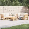 vidaXL Patio Lounge Set with Cushions - 6 Piece Solid Acacia Wood Garden Furniture - Brown/Cream - 2 of 4