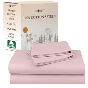 Soft 100% Cotton Sheets Set - Cooling Durable Sateen, Deep Pocket - by California Design Den - 1 of 4