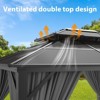 10'x12' Hardtop Gazebo, Aluminum Frame Permanent Pavilion, Double Polycarbonate Roof Canopy, Outdoor Gazebos Canopy for Garden, Lawns, Patio - 4 of 4