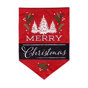 Evergreen Merry Christmas Garden Burlap Flag - 1 of 4