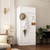 Famapy Wardrobe Pure White Vertical Double Door Closet Wardrobe with Hanging Shelves - 2 of 4