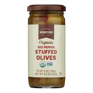 Woodstock - Organic Red Pepper Stuffed Olives - Case of 12 - 8.5 oz - 1 of 1