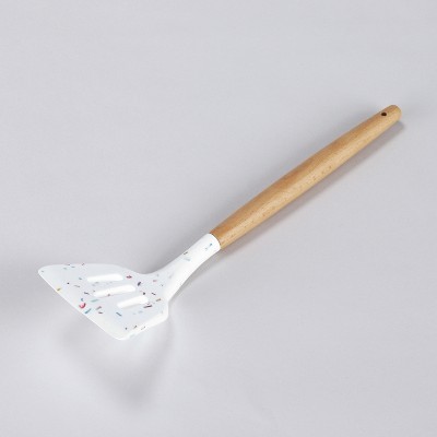 Lakeside Silicone Spatula with Wooden Handle, Speckled Pattern